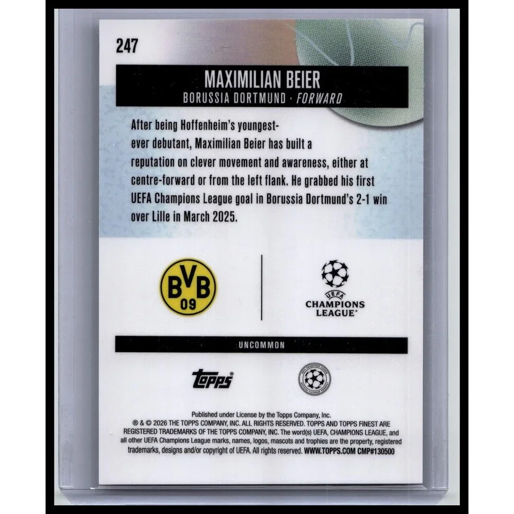 2025-26 Finest UEFA Maximilian Beier #247 Purple Checkerboard #/99